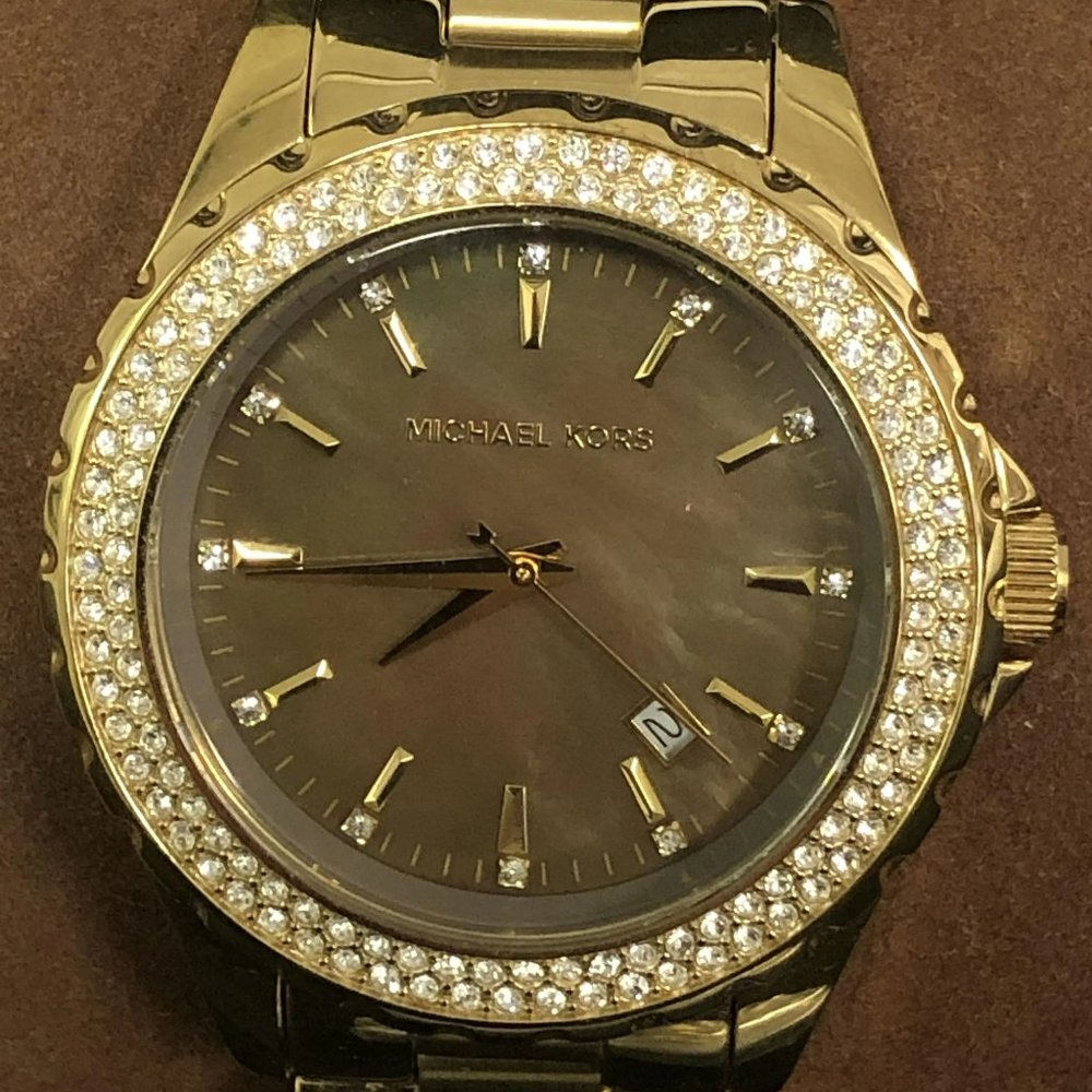 Michael Kors Gold Tone Runway MOP Watch MK5452